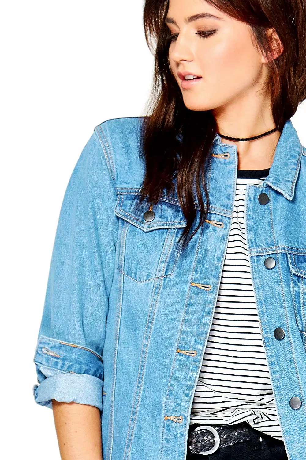 Boohoo longline cheap denim jacket